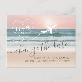 Ändern Sie das Datum, an dem TBD Beach Hochzeit Po Ankündigungspostkarte