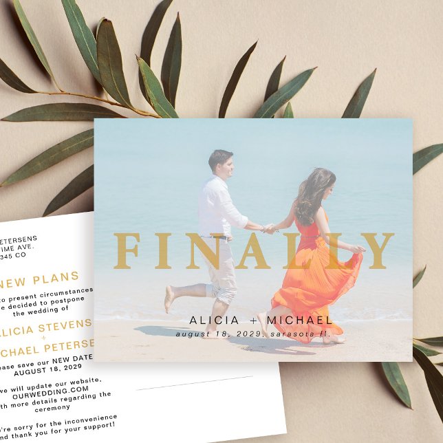 Ändern Sie das Datum aufgeschobener Hochzeitstag F Ankündigungspostkarte (Von Creator hochgeladen)