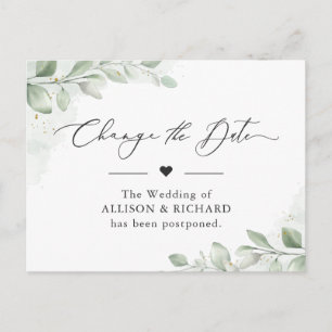 Ändern Sie das Datum Chic Greenery Eukalyptus vers Postkarte