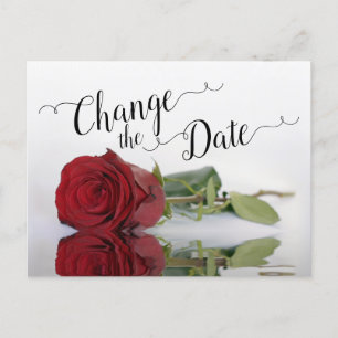 Ändern Sie das Datum der Elegante Rote Rose Hochze Ankündigungspostkarte