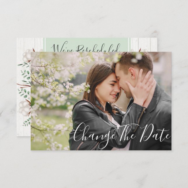 Ändern Sie das Datum der rustikalen Südhochzeitfot Einladung (Vorne/Hinten)