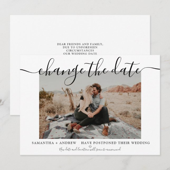 Ändern Sie das Datum des modernen Fotos der weißen Save The Date (Vorne/Hinten)