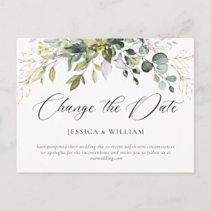 Ändern Sie das Datum Elegante Eukalyptus-Hochzeit Postkarte