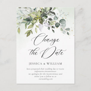 Ändern Sie das Datum Elegante Eukalyptus-Hochzeit Postkarte