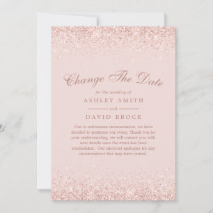 Ändern Sie das Datum Rose Gold Confetti Blush Pink Save The Date
