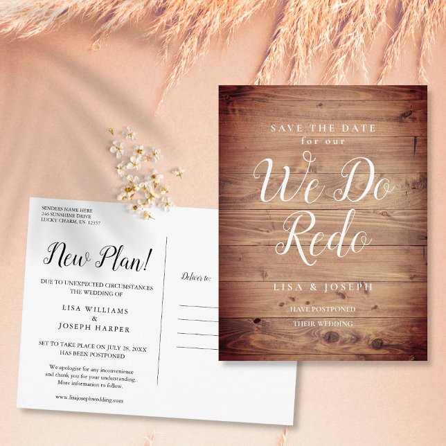 Ändern Sie das Datum Rustikal, das wir wiederholen Postkarte (Von Creator hochgeladen)