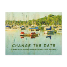 Ändern Sie das Datum Segelboote auf der Postkarte