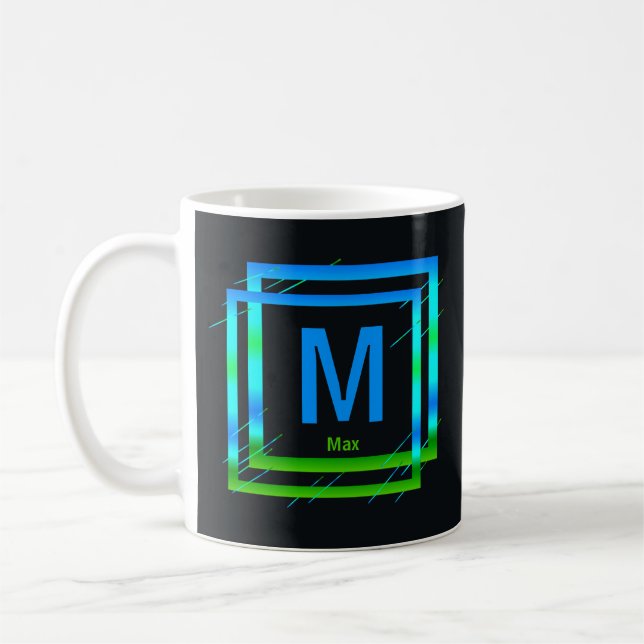 Ändern Sie den Anfangsnamen Blue Green Squares N O Kaffeetasse (Links)