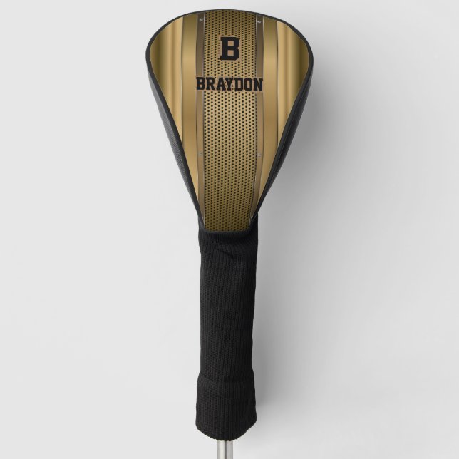 Ändern Sie den Anfangsnamen braun als Beige Textur Golf Headcover (Vorderseite)