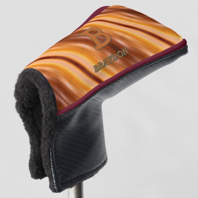 Ändern Sie den Anfangsnamen Soft Brown Tan Beige G Golf Headcover (3/4 Vorderseite)