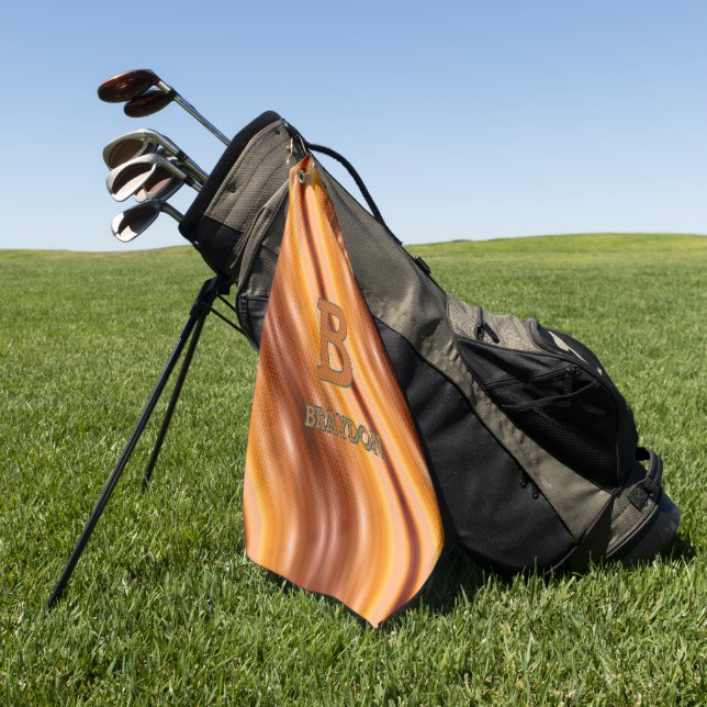 Ändern Sie den Anfangsnamen Soft Brown Tan Beige G Golfhandtuch (Gras)