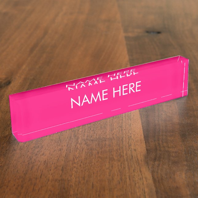 ändern Sie den Namen Text Hot Rosa Fuchsia weiß Namensplakette (Seite)
