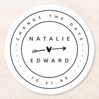 Ändern Sie den Plan Hochzeitsstornierung Verschieb Runder Pappuntersetzer