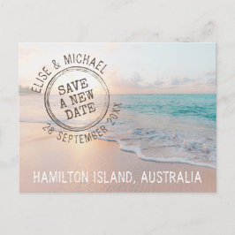 Ändern Sie die Date Beach Hochzeit Sonnenuntergang Ankündigungspostkarte