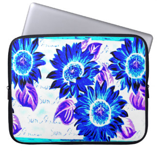 Ändern Sie die Farbe Blau Sonnenblume Laptopschutzhülle
