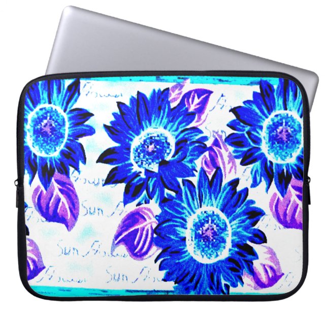 Ändern Sie die Farbe Blau Sonnenblume Laptopschutzhülle (Vorderseite)
