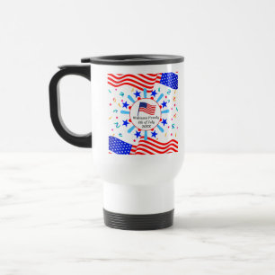 Ändern Sie jeden Text USA Flag Independence Day Na Reisebecher