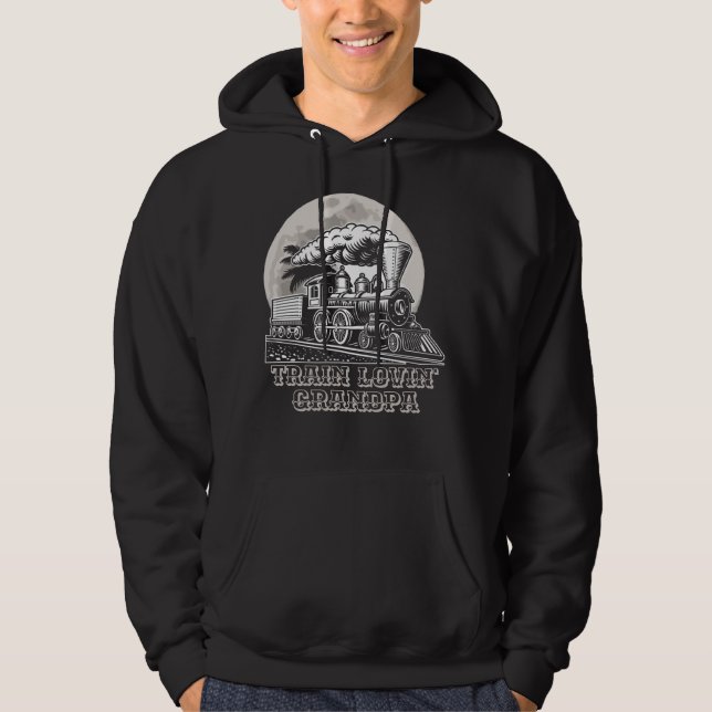 Ändern Text Vintagen Dampfzug Train Lovin' Großvat Hoodie (Vorderseite)