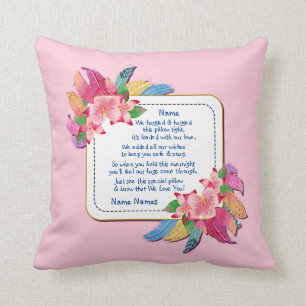 Ändern von Text hinzufügen Name Boho Blume Feath Kissen
