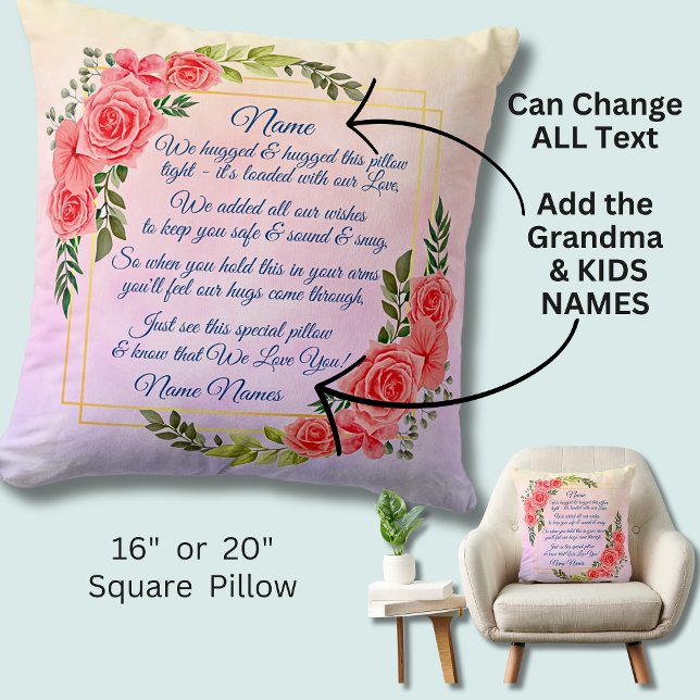 Ändern von Text hinzufügen Name floral Rose, die w Kissen (Von Creator hochgeladen)