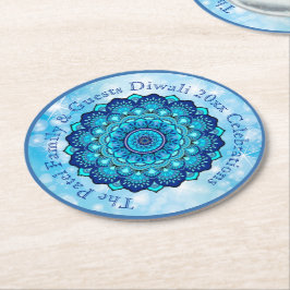 Ändern von Text-Matching Diwali Blue Runder Pappuntersetzer