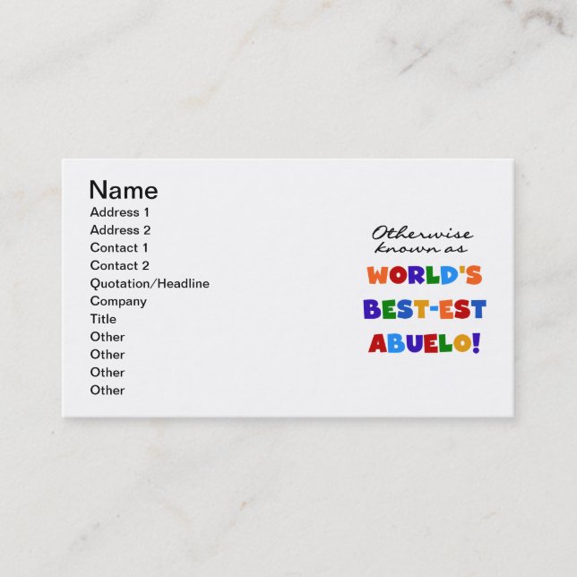 Andernfalls als die besten Geschenke von Abuelo be Visitenkarte (Vorderseite)