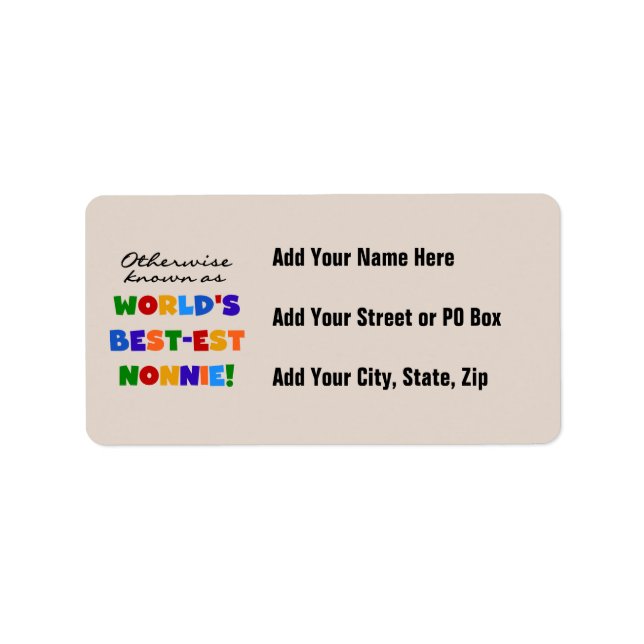 Andernfalls bekannt als Geschenke Gut-est Nonnie Adressaufkleber (Vorne)