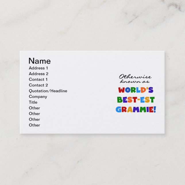 Andernfalls bekannt als T - Shirts Gut-est Grammie Visitenkarte (Vorderseite)