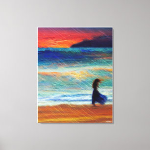 Anders Artistry* Solitary Woman Walking the Beach Leinwanddruck