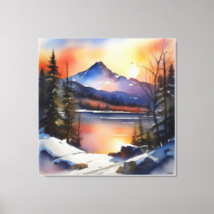 Anders Artistry* Sonnenaufgang über See & Berge* Leinwanddruck