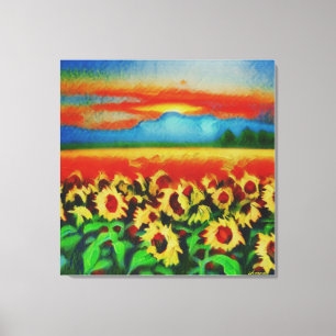 Anders Artistry*Sturm über ein Feld von Sonnenblum Leinwanddruck