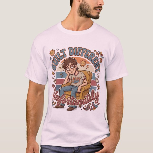 Anders Gebaut Leider Retro Lustiger Spruch T-Shirt (Vorderseite)