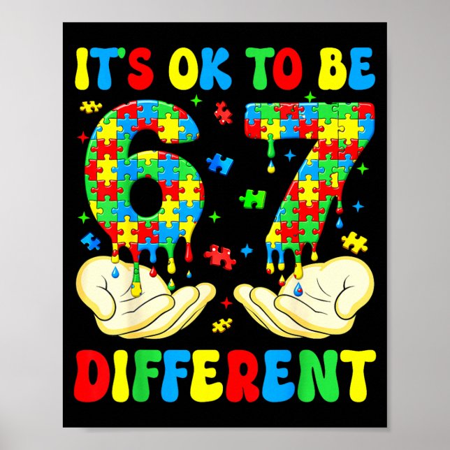 Anders Sein 67 Autismus-Bewusstsein Six Seven Poster (Vorne)
