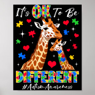 Anders zu sein Autismus-Bewusstsein Giraffen-Puzzl Poster