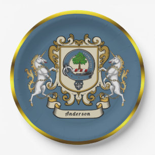 Anderson Clan Abzeichen Blue Personalisiert Paper  Pappteller