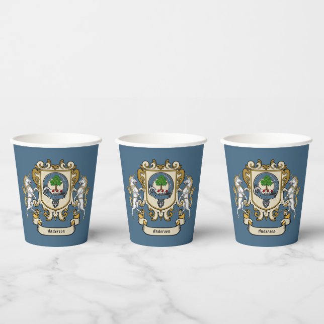 Anderson Clan Abzeichen Blue Personalisiert Pappbecher (Multi)