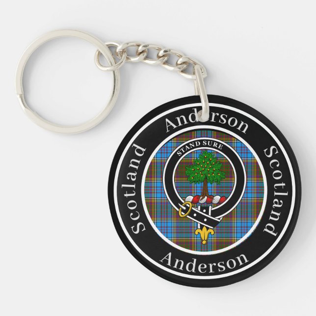 Anderson Clan Abzeichen & Tartan Acrylic Schlüsselanhänger (Vorderseite)