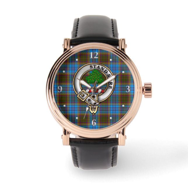 Anderson Clan Abzeichen & Tartan Armbanduhr (Vorderseite)
