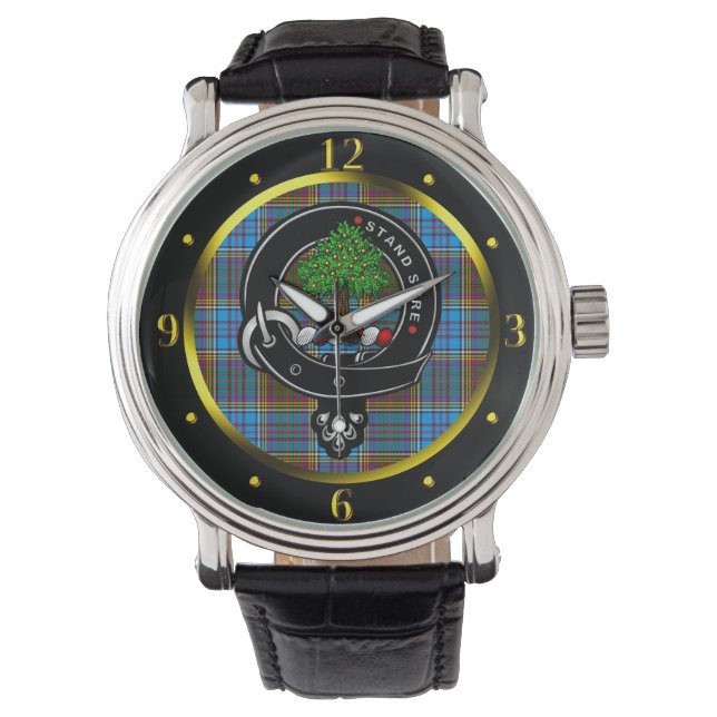 Anderson Clan Abzeichen & Tartan Armbanduhr (Vorderseite)