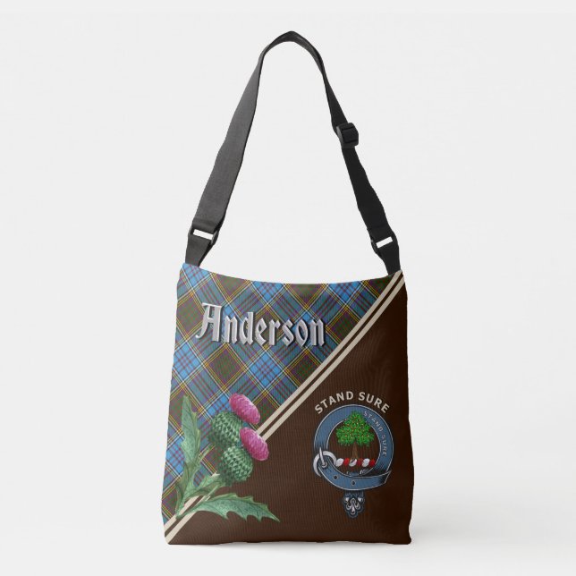 Anderson Clan Abzeichen & Tartan Crossbody Bag Tragetaschen Mit Langen Trägern (Vorderseite)