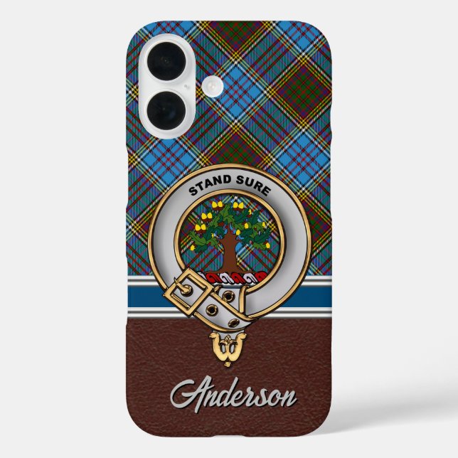 Anderson Clan Abzeichen & Tartan iPhone / iPad Geh iPhone 16 Hülle (Rückseite)