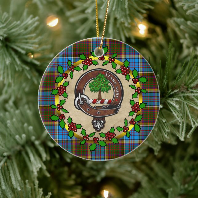 Anderson Clan Abzeichen & Tartan Personalisiert Xm Keramik Ornament (Baum)