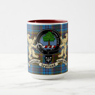 Anderson Clan Abzeichen & Tartan Tasse