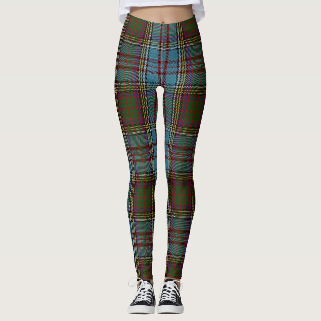 Anderson Clan Tartan Kariertes Muster Schottisch Leggings (Vorderseite)