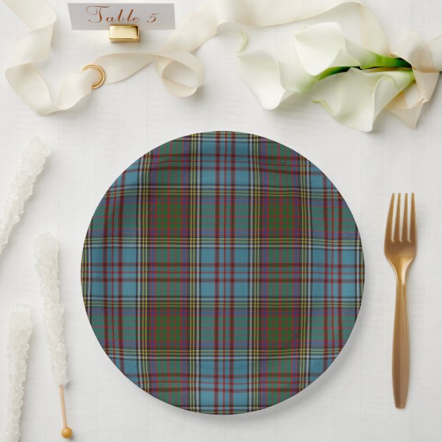 Anderson Clan Tartan Kariertes Muster Schottisch Pappteller (Hochzeit)