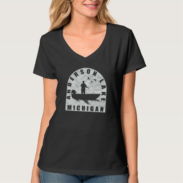 Anderson Lake Fishing Michigan T-Shirt (Vorderseite)