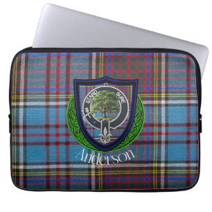 Anderson-Schottischer-Clan-Tartan und -Wappen Laptopschutzhülle