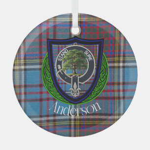 Anderson Scottish Clan Tartan & Wappen Ornament Aus Glas