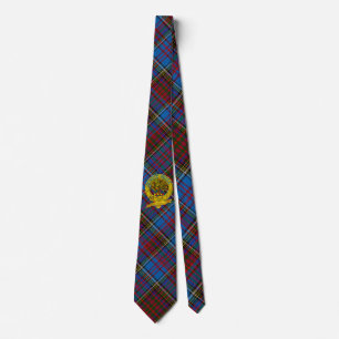 Anderson Tartan Krawatte mit Clan Motto & Emblem