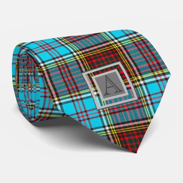 ANDERSON TARTAN Monogram Letter A Krawatte (Gerollt)